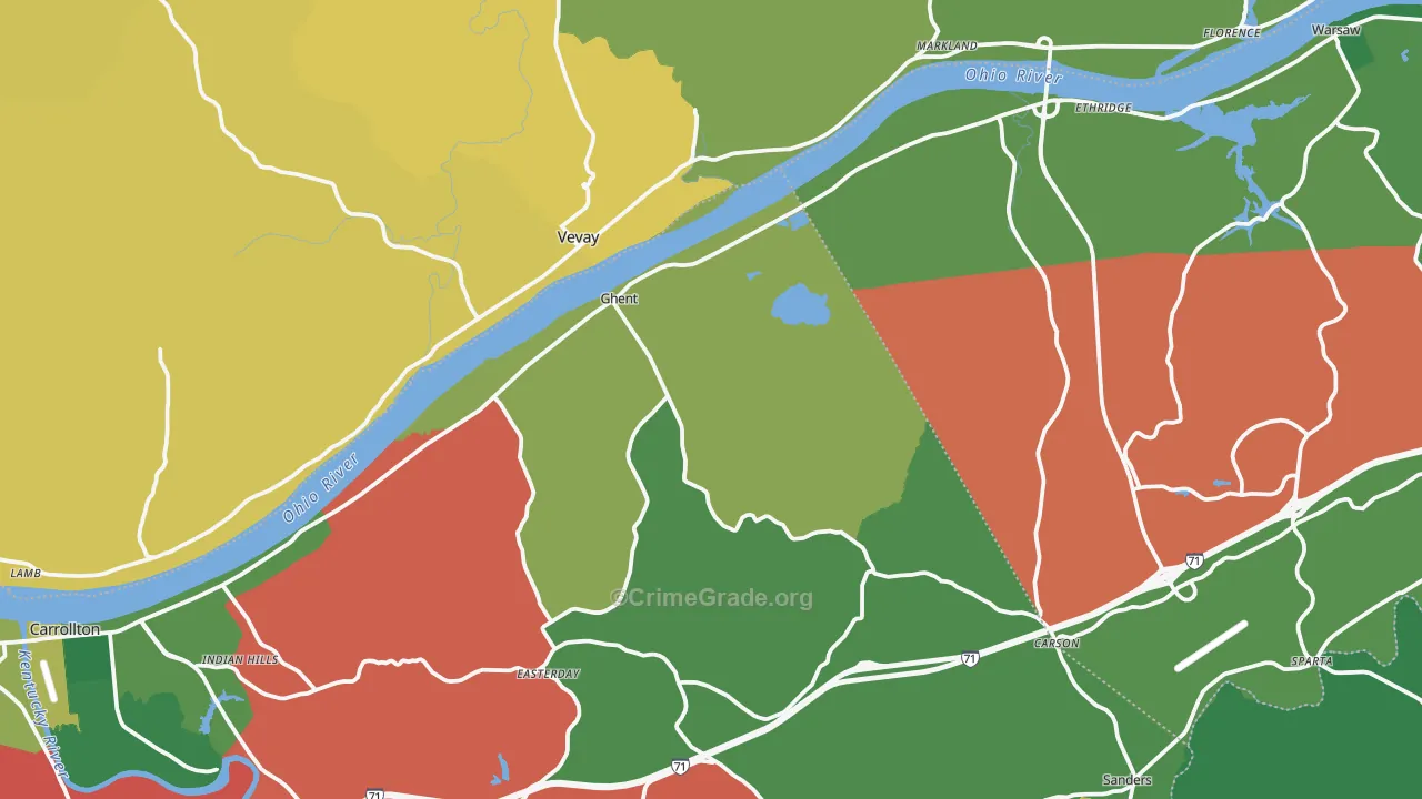 Ghent, KY Map of Assault Rates