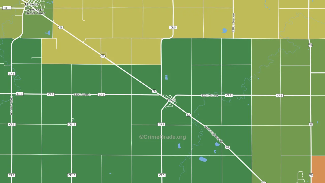 Ghent, MN Map of Assault Rates