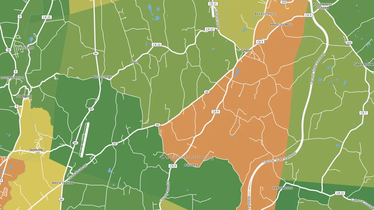 Ghent, NY Map of Assault Rates
