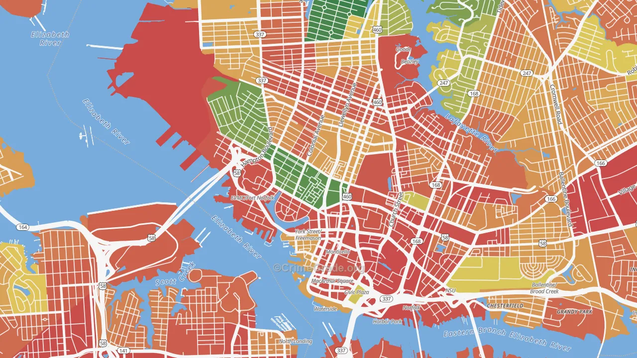 Ghent Square, Norfolk, VA Map of Assault Rates