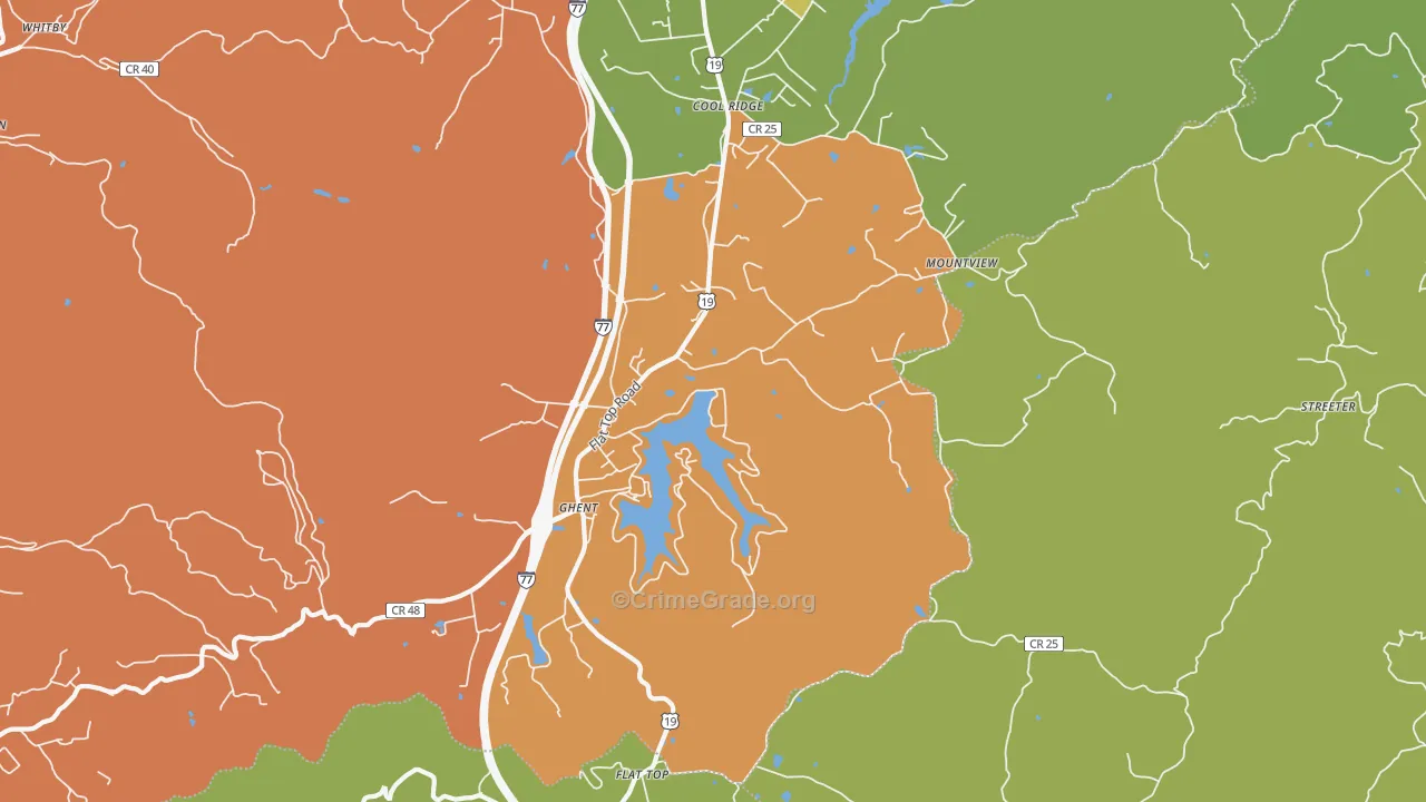 Ghent, WV Map of Assault Rates