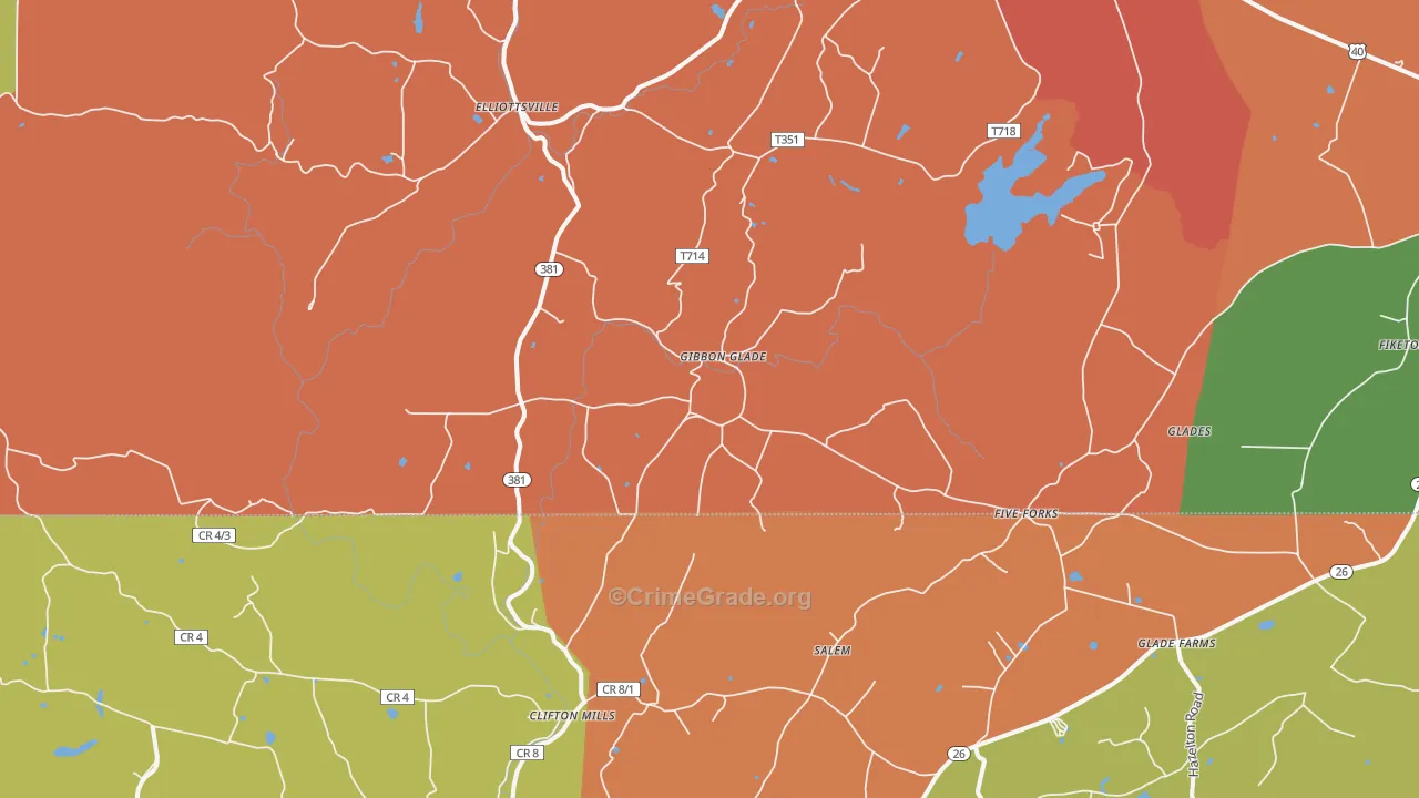 Gibbon Glade, PA Map of Assault Rates