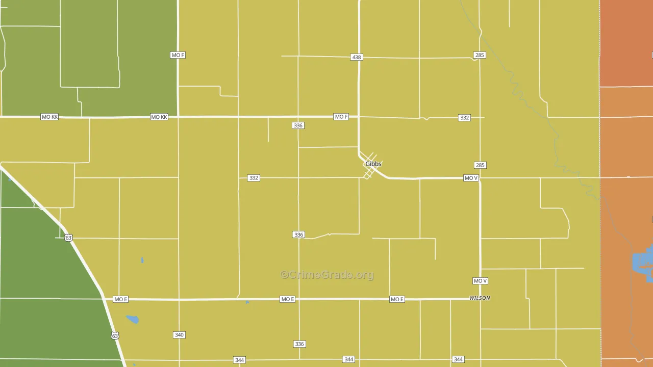Gibbs, MO Map of Assault Rates