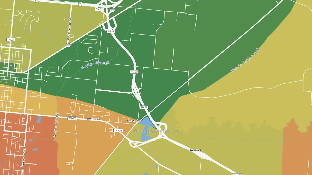 Gibbs, TN Map of Assault Rates