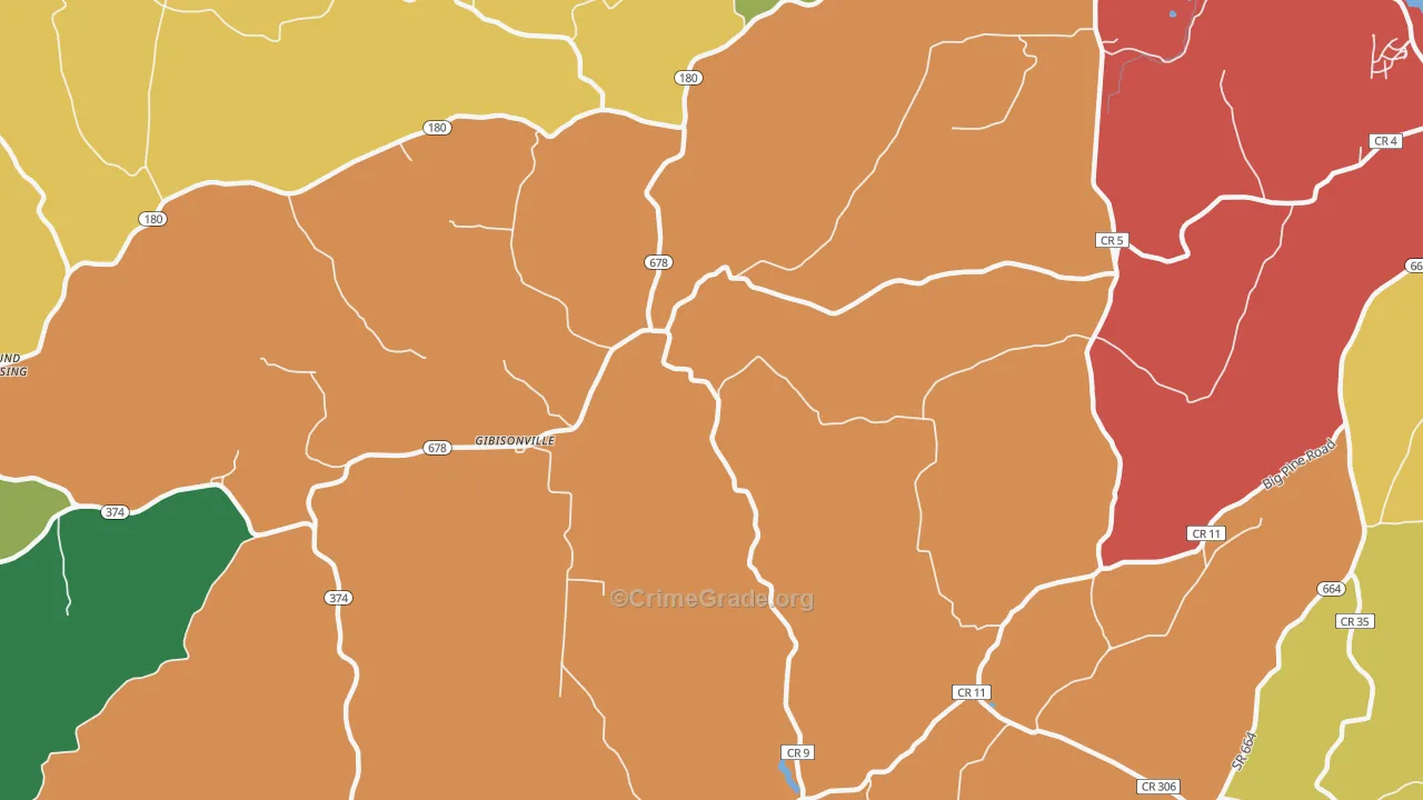Gibisonville, OH Map of Assault Rates