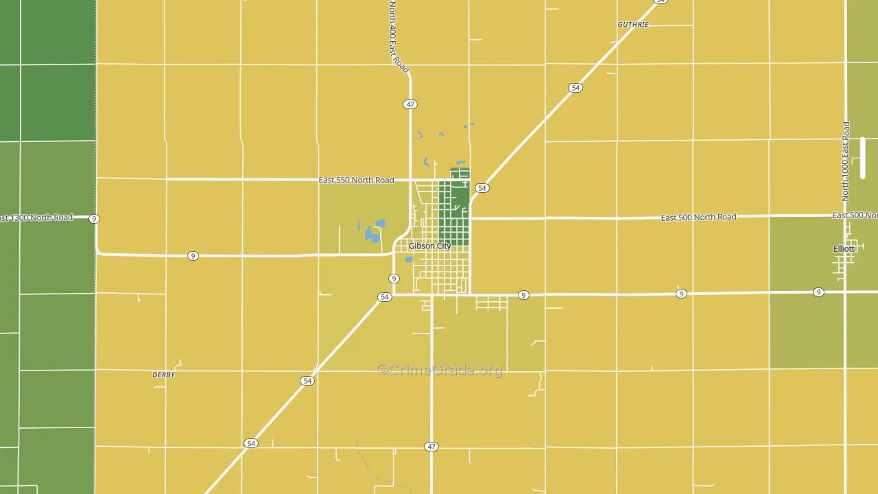 Gibson City, IL Map of Assault Rates