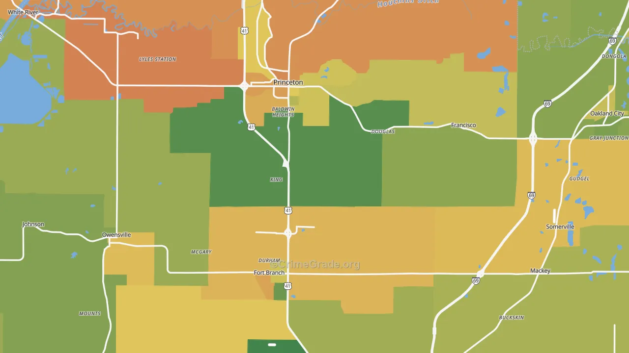 Gibson County, IN Map of Assault Rates