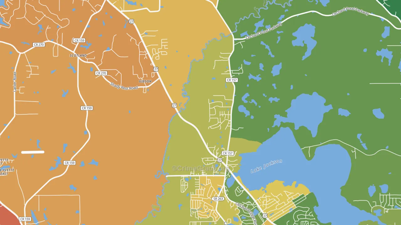 Gibson, FL Map of Assault Rates