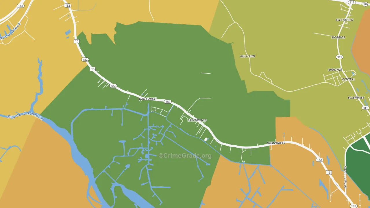 Gibson, LA Map of Assault Rates