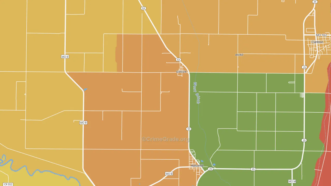 Gibson, MO Map of Assault Rates