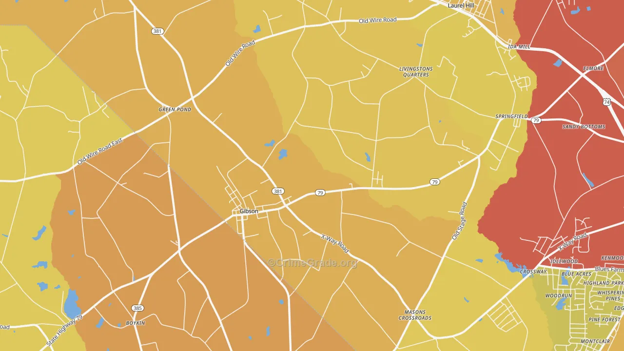 Gibson, NC Map of Assault Rates