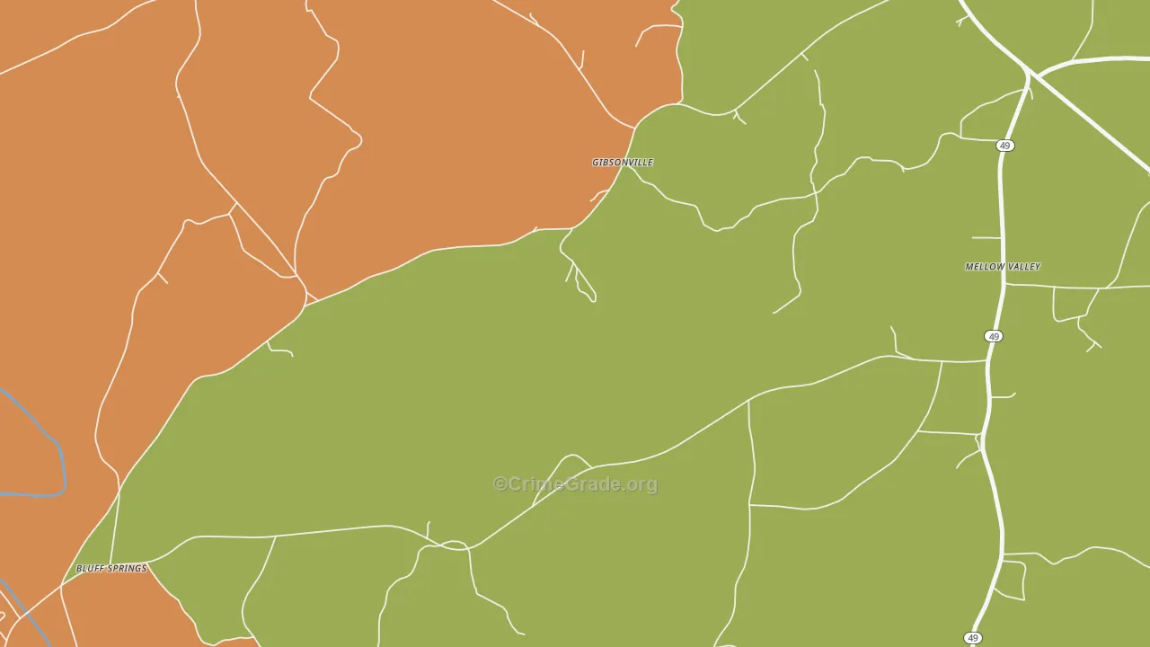 Gibsonville, AL Map of Assault Rates