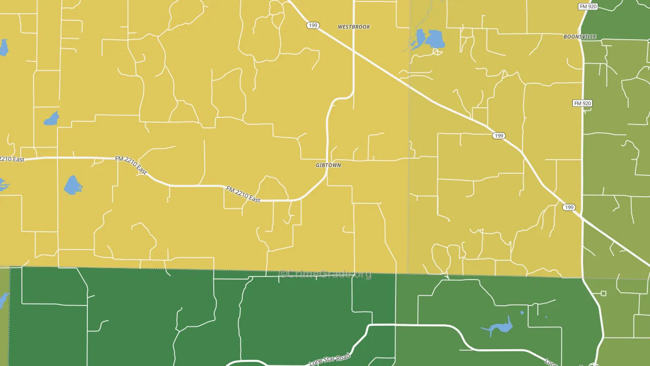 Gibtown, TX Map of Assault Rates