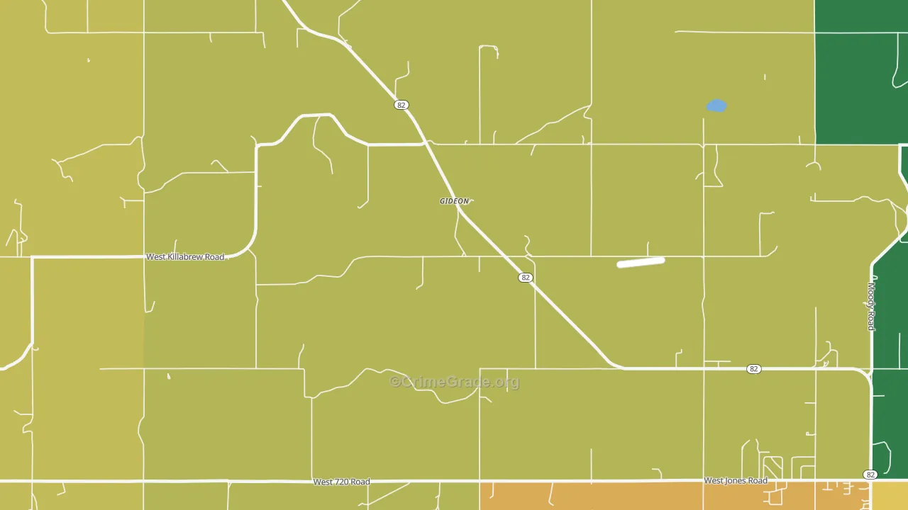 Gideon, OK Map of Assault Rates