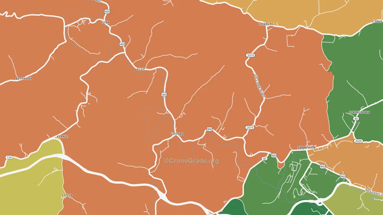 Gifford, KY Map of Assault Rates