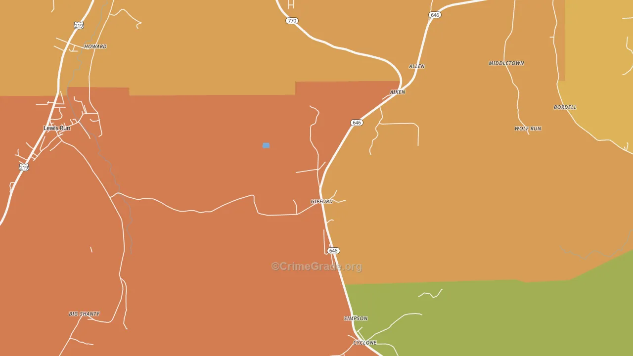 Gifford, PA Map of Assault Rates