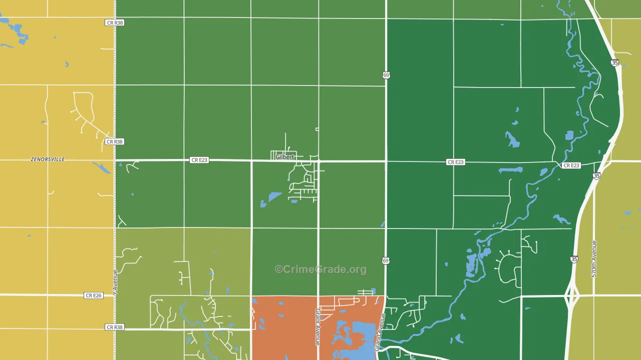 Gilbert, IA Map of Assault Rates