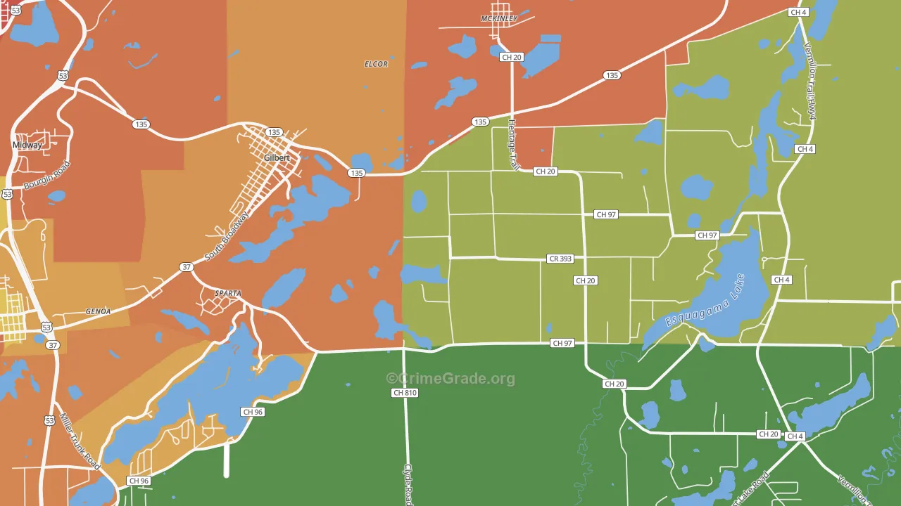 Gilbert, MN Map of Assault Rates