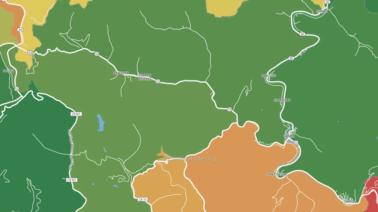 Gilbert, WV Map of Assault Rates