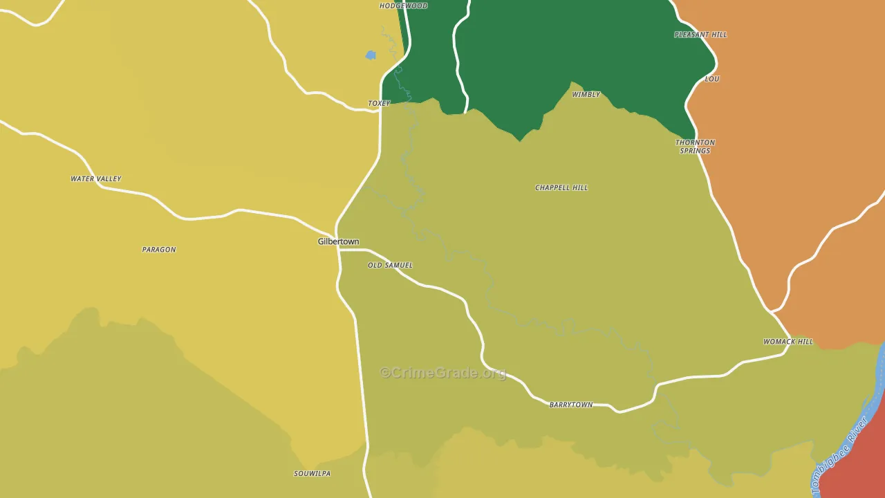 Gilbertown, AL Map of Assault Rates