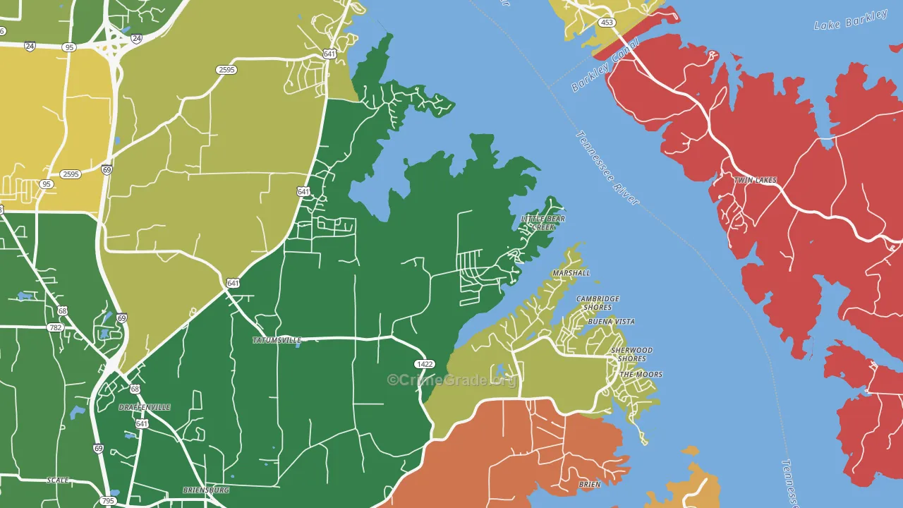 Gilbertsville, KY Map of Assault Rates