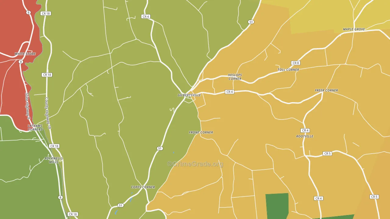 Gilbertsville, NY Map of Assault Rates