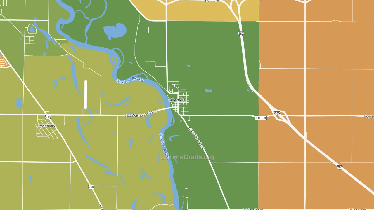 Gilbertville, IA Map of Assault Rates