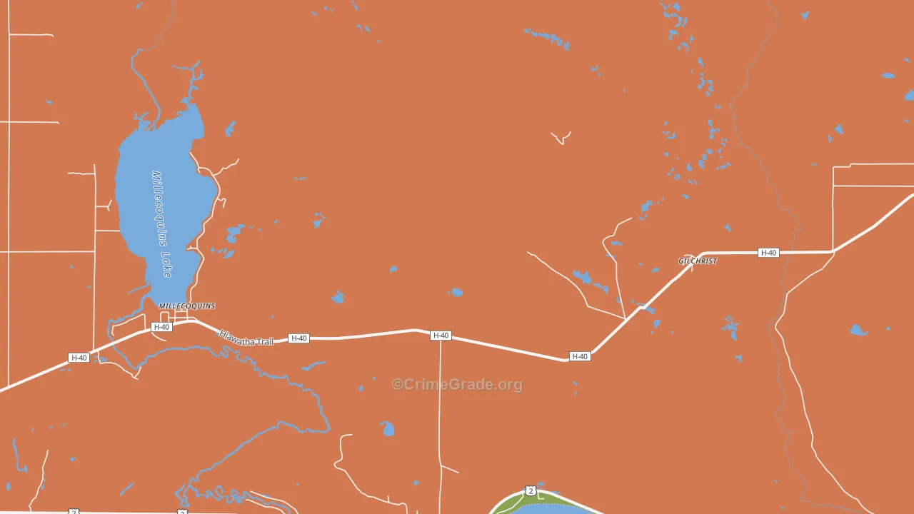 Gilchrist, MI Map of Assault Rates