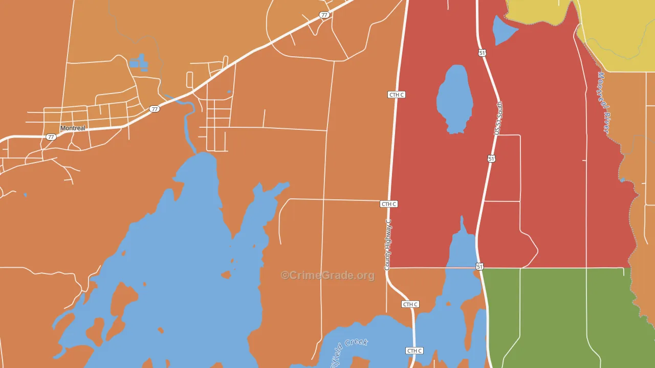 Gile, WI Map of Assault Rates