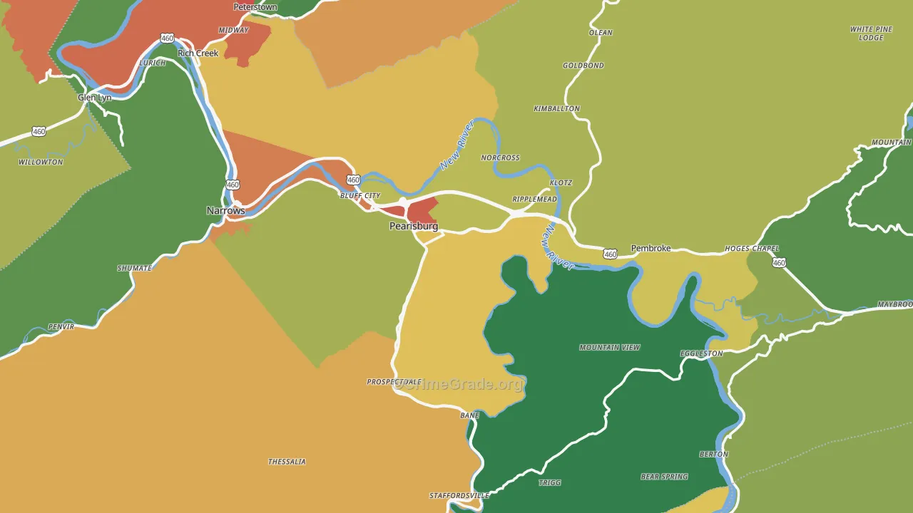 Giles County, VA Map of Assault Rates