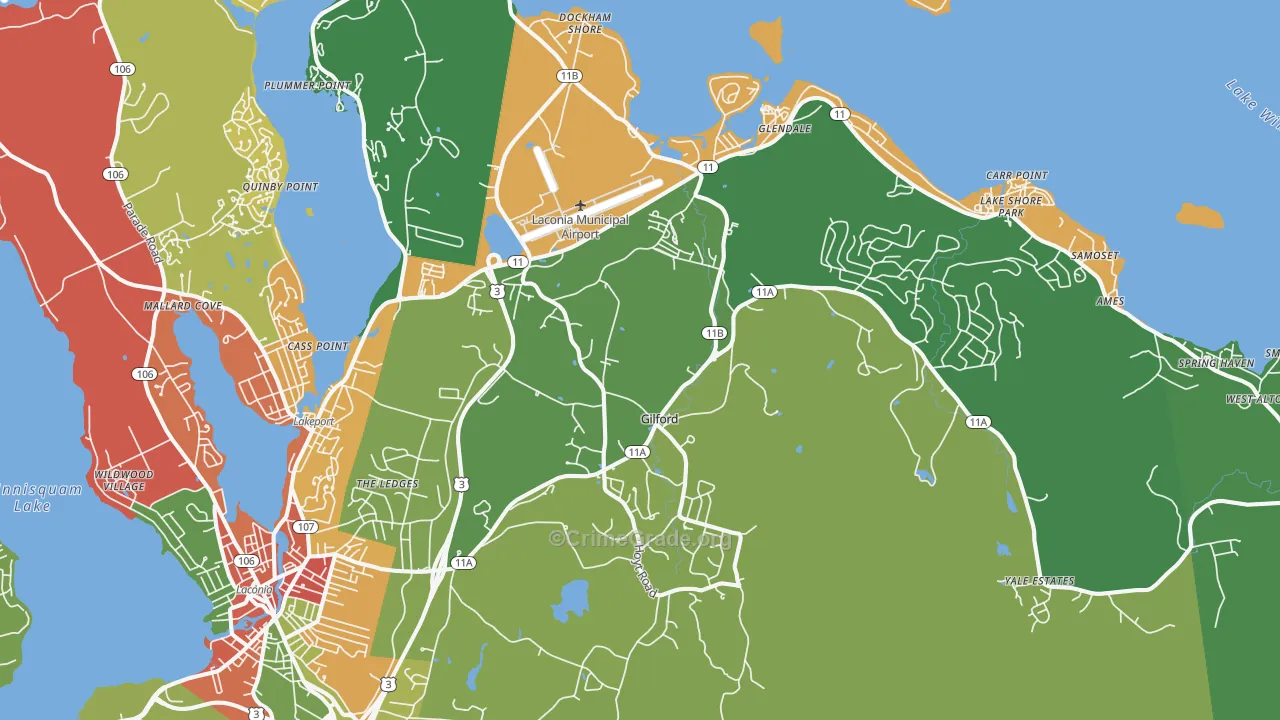 Gilford, NH Map of Assault Rates