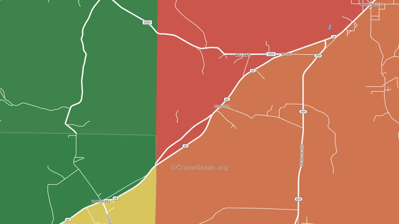 Gilfoyl, PA Map of Assault Rates