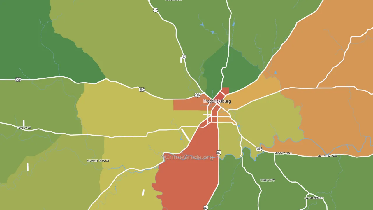 Gillespie County, TX Map of Assault Rates