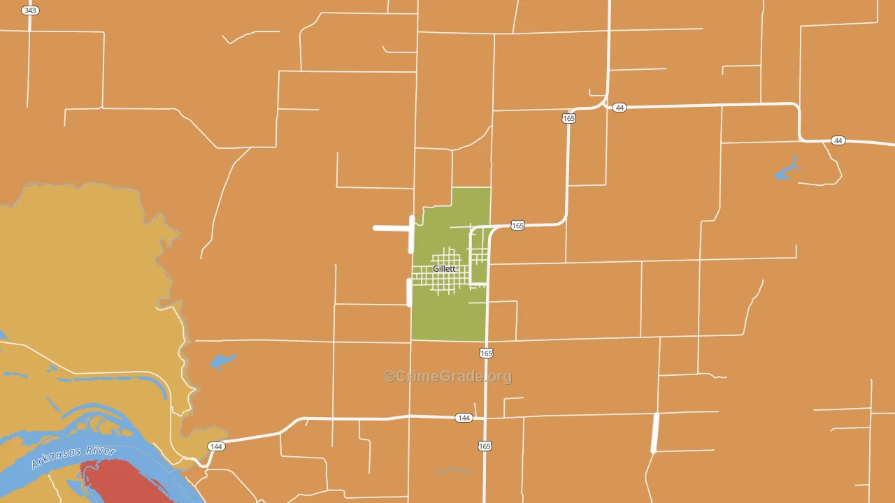 Gillett, AR Map of Assault Rates