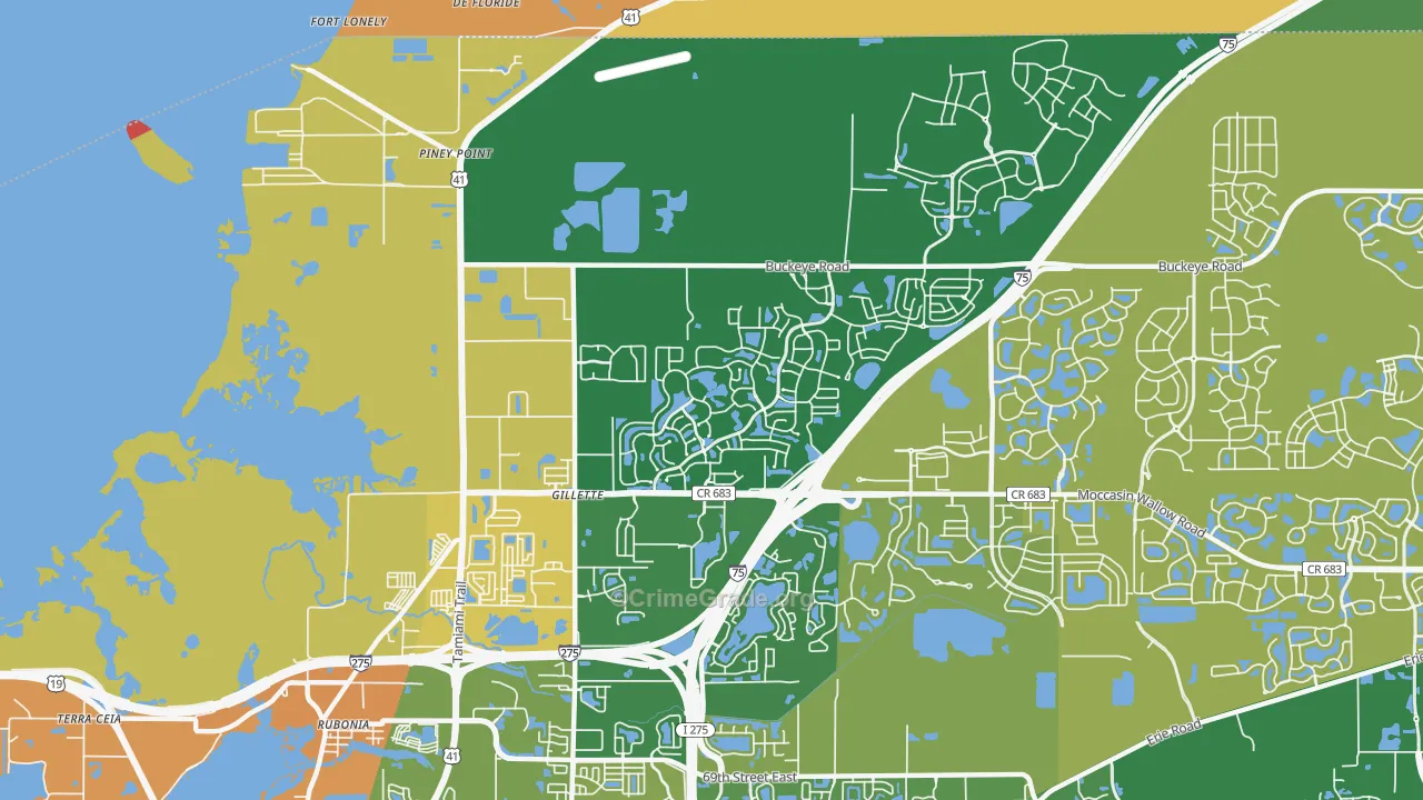 Gillett, FL Map of Assault Rates