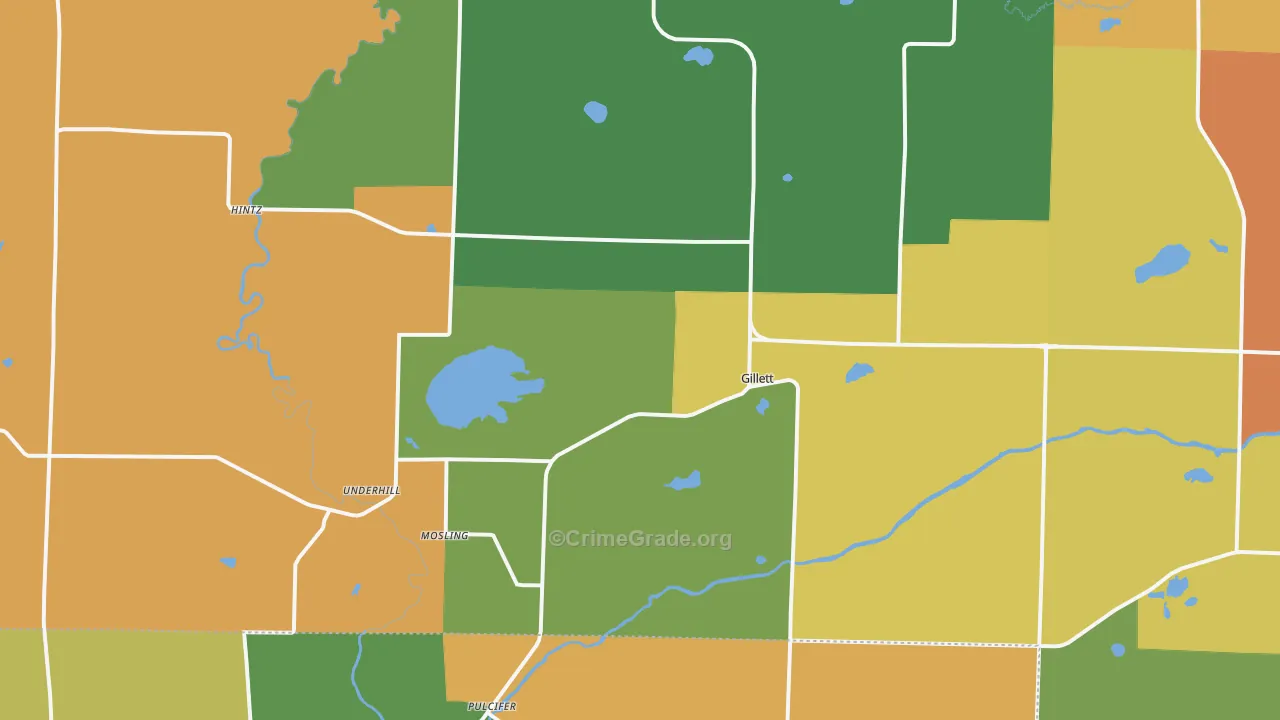 Gillett, WI Map of Assault Rates