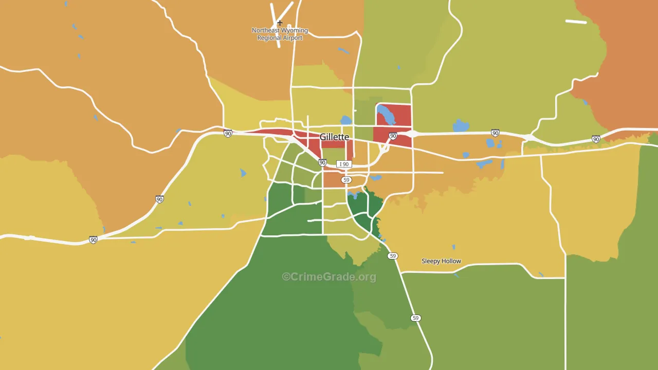 Gillette, WY Map of Assault Rates