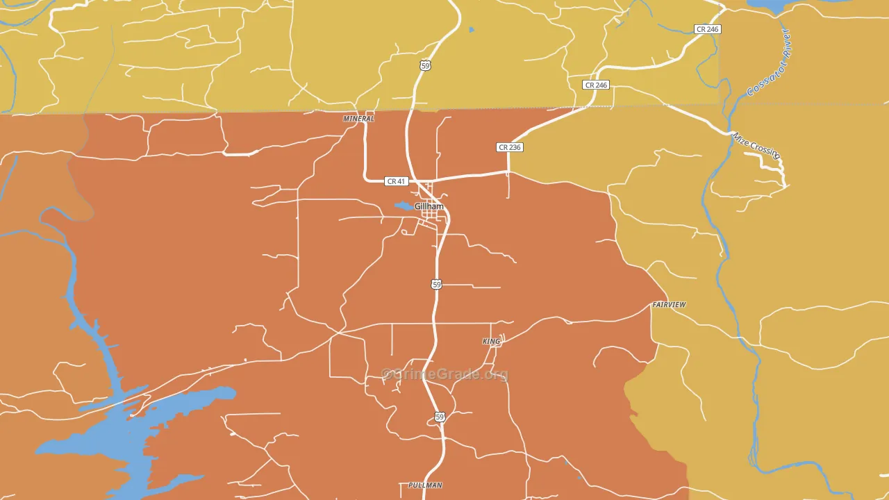 Gillham, AR Map of Assault Rates