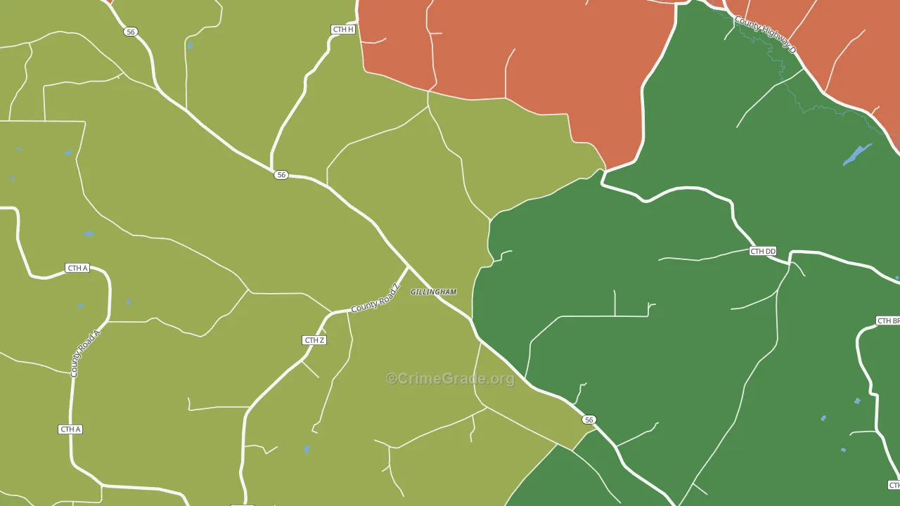Gillingham, WI Map of Assault Rates