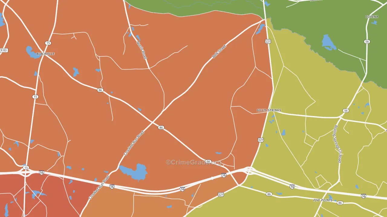 Gillis Springs, GA Map of Assault Rates