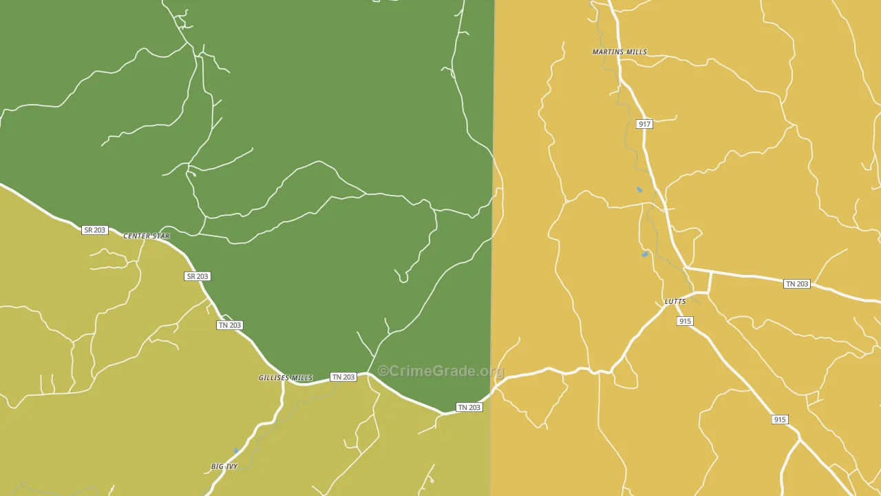 Gillises Mills, TN Map of Assault Rates