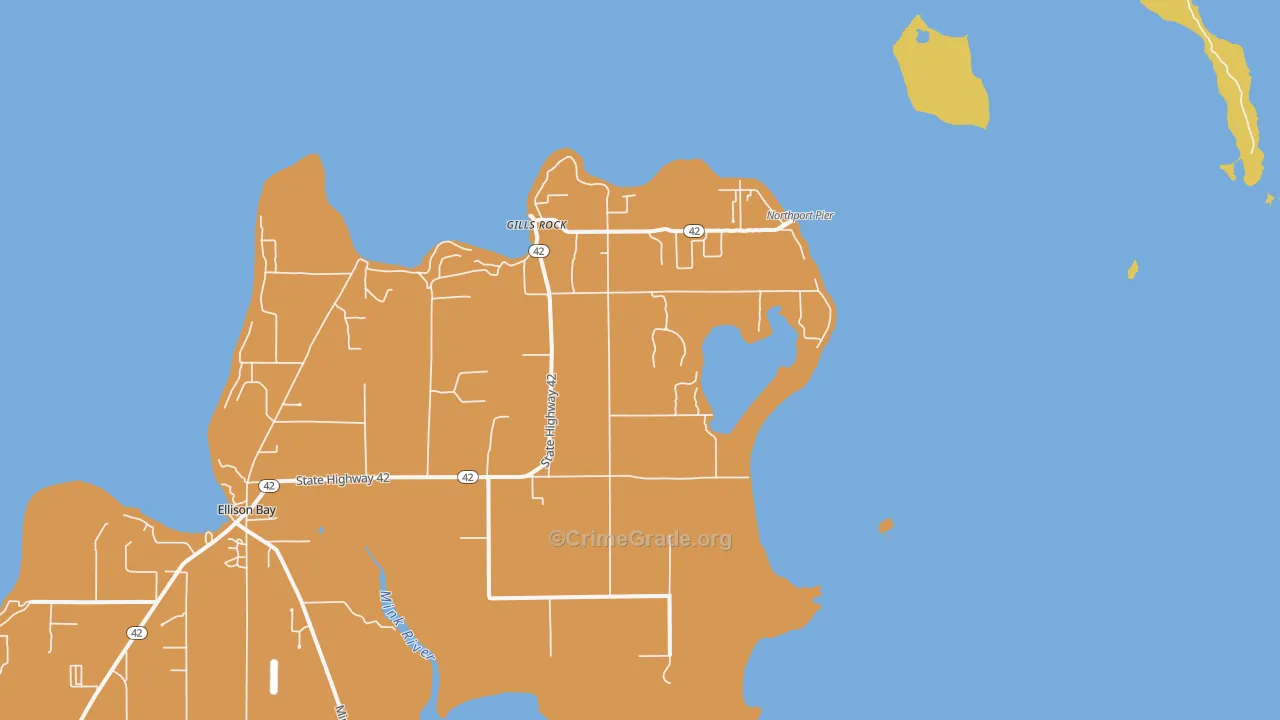 Gills Rock, WI Map of Assault Rates