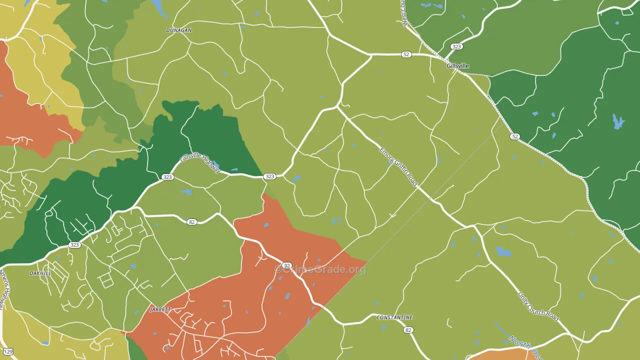 Gillsville, GA Map of Assault Rates