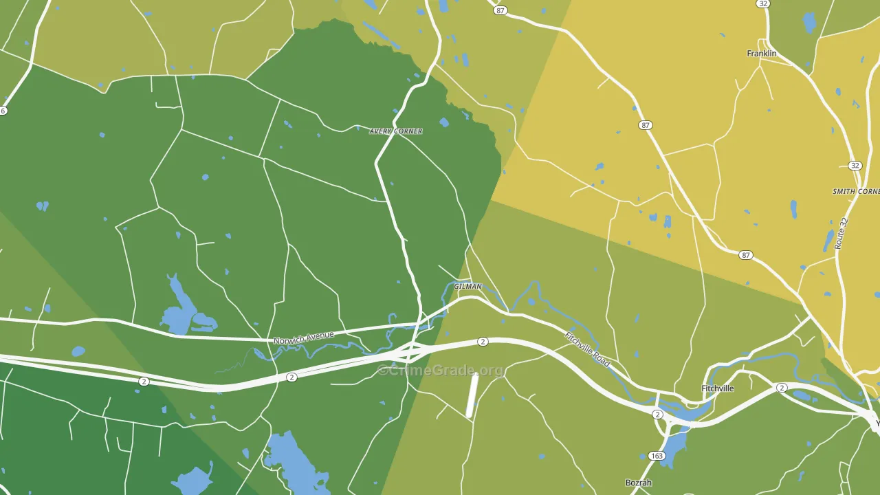 Gilman, CT Map of Assault Rates