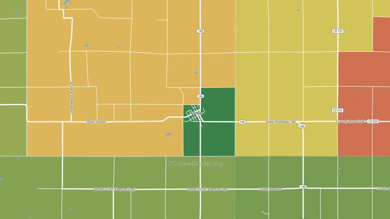 Gilman, IA Map of Assault Rates