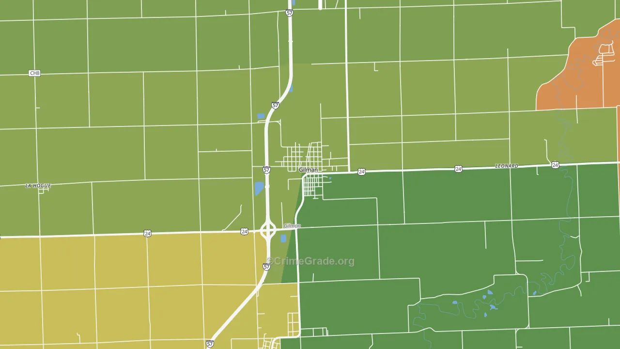 Gilman, IL Map of Assault Rates