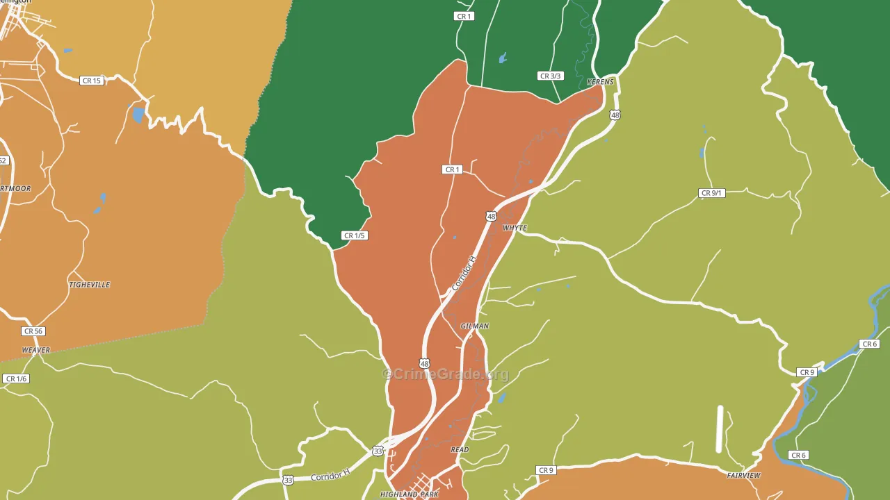 Gilman, WV Map of Assault Rates