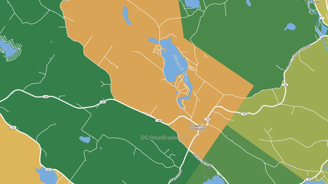 Gilmanton Iron Works, NH Map of Assault Rates