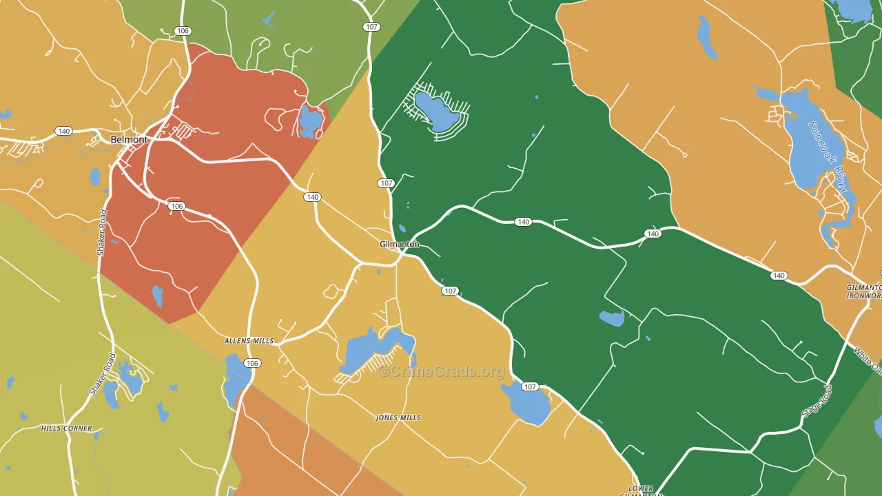 Gilmanton, NH Map of Assault Rates