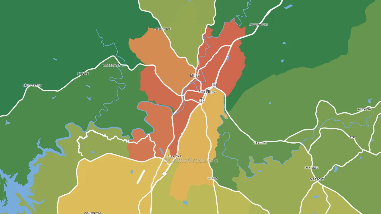 Gilmer County, GA Map of Assault Rates